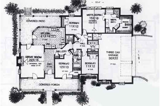 Floor Plan - Main Floor for Colonial House Plan #310-803 - 4 bed, 2.5 bath