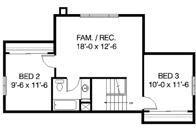 Home Plan - Floor Plan - Upper Floor for Country House Plan #60-373 - 3 bed, 2 bath