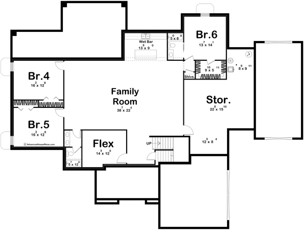 Architectural House Design - Floor Plan - Lower Floor for Contemporary House Plan #455-798 - 3 bed, 2.5 bath