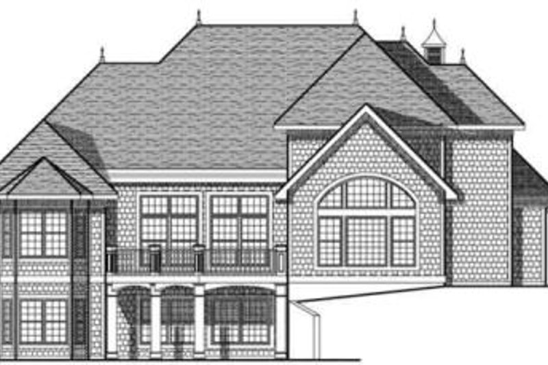 Home Plan - Exterior - Rear Elevation for European House Plan #70-637 - 4 bed, 3.5 bath