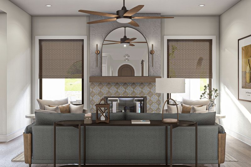 Architectural House Design - Interior - Family Room 1 for Adobe / Southwestern House Plan #455-503 - 4 bed, 2.5 bath