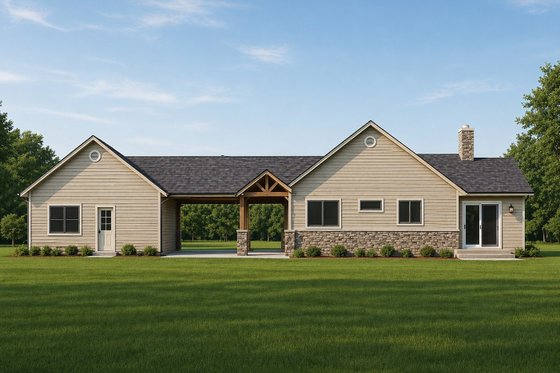 Exterior - Rear Elevation for Craftsman House Plan #112-321 - 3 bed, 3 bath