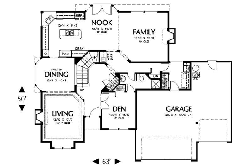 Home Plan - Floor Plan - Main Floor for Prairie House Plan #48-443 - 3 bed, 3 bath