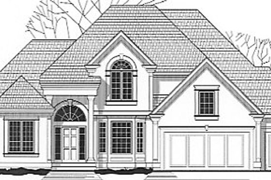 Exterior - Front Elevation for European House Plan #67-698 - 4 bed, 3 bath
