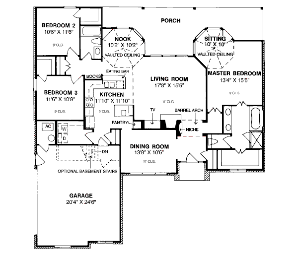 House Design - Traditional Floor Plan - Main Floor Plan #20-190