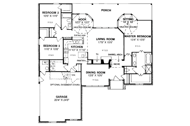 House Plan Design - Floor Plan - Main Floor for Traditional House Plan #20-190 - 3 bed, 2 bath