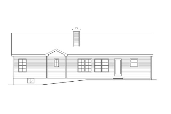 Exterior - Rear Elevation for Ranch House Plan #22-587 - 3 bed, 2 bath