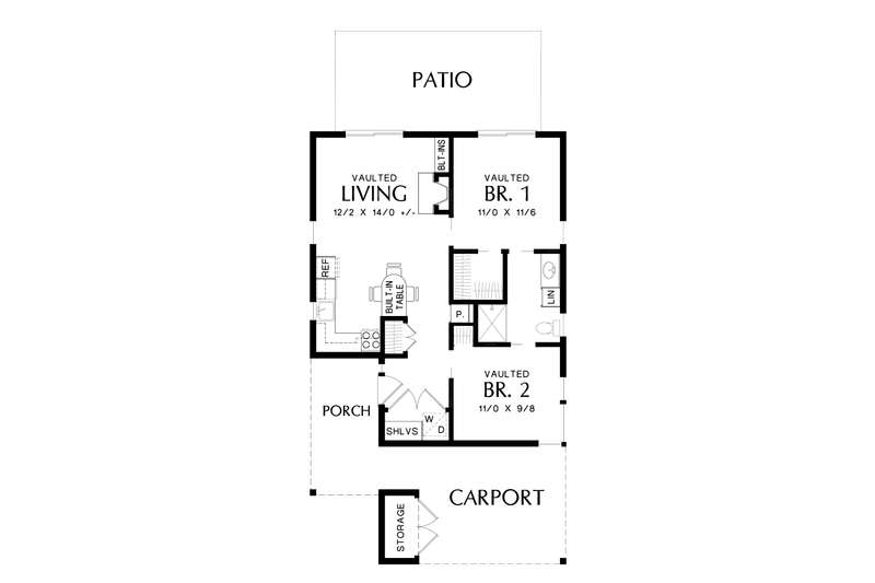 Home Plan - Floor Plan - Main Floor for Contemporary House Plan #48-685 - 2 bed, 1 bath