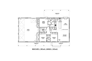 Floor Plan - Main Floor for Barndominium House Plan #1084-6 - 3 bed, 2.5 bath