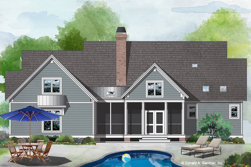 Architectural House Design - Exterior - Rear Elevation 1 for Cottage House Plan #929-1102 - 3 bed, 2.5 bath
