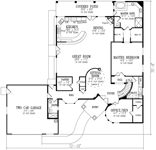 Adobe / Southwestern Floor Plan - Main Floor Plan #1-833