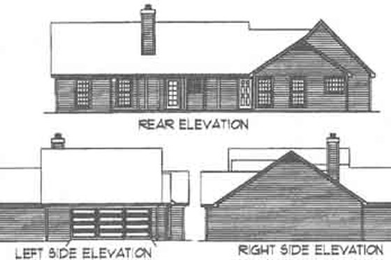 Exterior - Rear Elevation for Farmhouse House Plan #16-262 - 3 bed, 2 bath