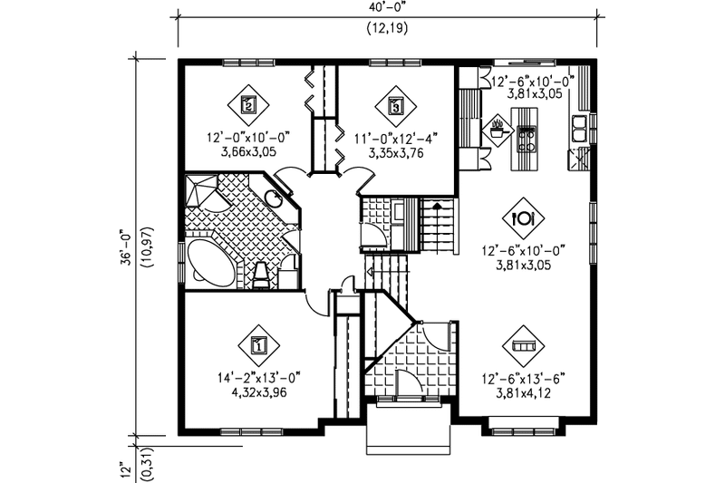 Dream House Plan - Floor Plan - Main Floor for European House Plan #25-317 - 3 bed, 1 bath