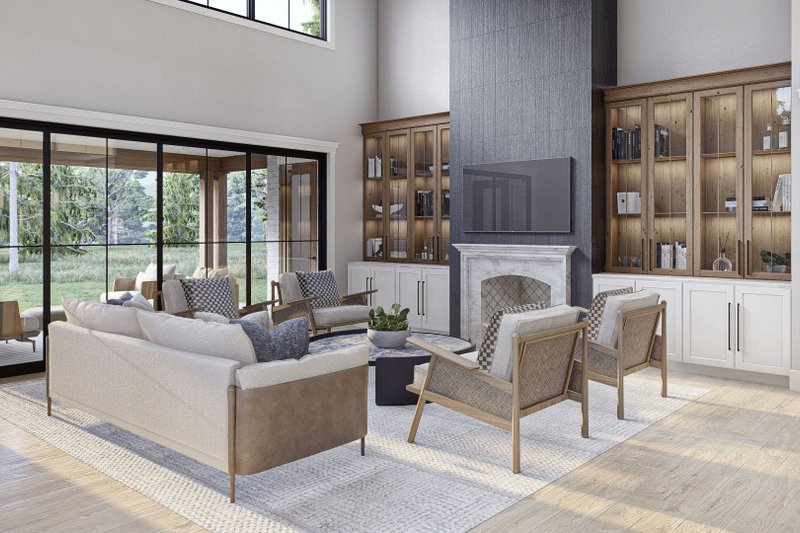 House Blueprint - Interior - Family Room 1 for European House Plan #455-624 - 5 bed, 5.5 bath