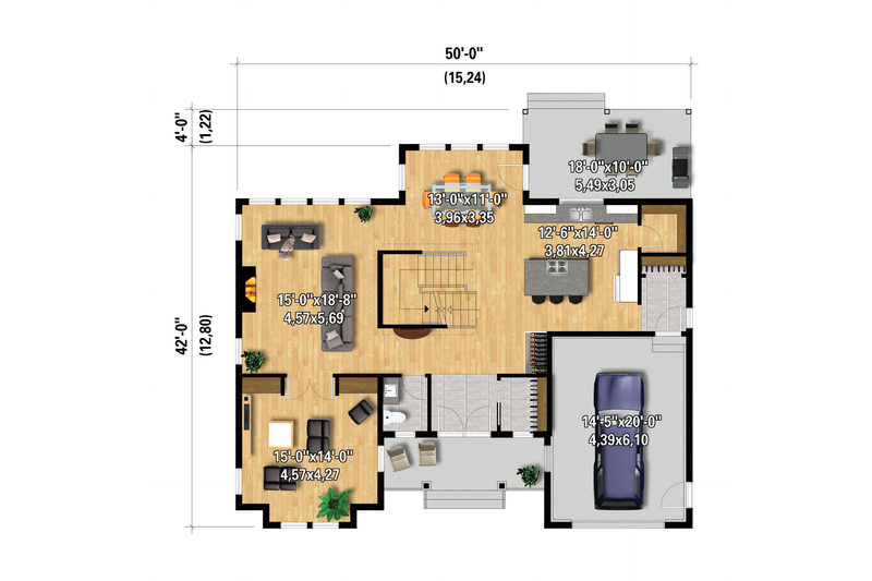 House Design - Floor Plan - Main Floor for Farmhouse House Plan #25-5040 - 3 bed, 2.5 bath