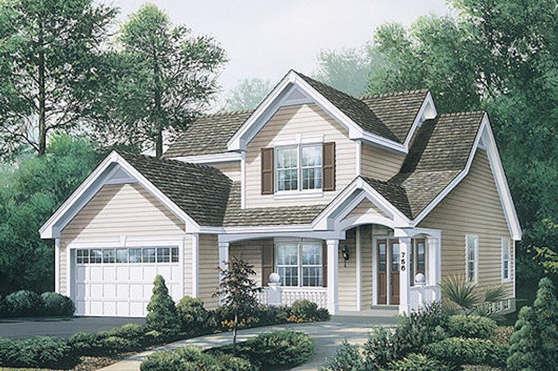 House Blueprint - Farmhouse Exterior - Front Elevation Plan #57-299