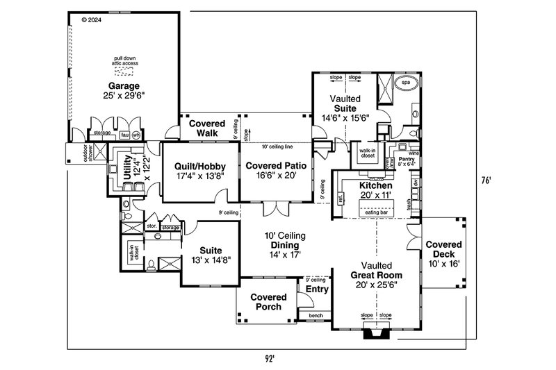 Dream House Plan - Floor Plan - Main Floor for Farmhouse House Plan #124-1363 - 2 bed, 3 bath