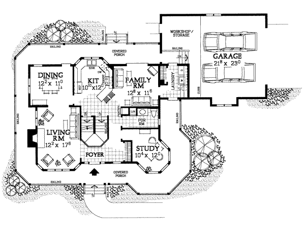 House Blueprint - Country Floor Plan - Main Floor Plan #72-136
