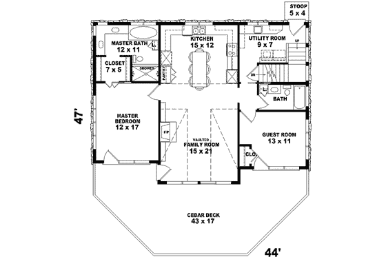 Floor Plan - Main Floor for Country House Plan #81-692 - 2 bed, 2 bath