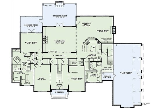 Floor Plan - Main Floor for European House Plan #17-2427 - 4 bed, 4.5 bath