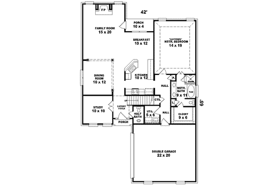 Floor Plan - Main Floor for European House Plan #81-825 - 3 bed, 2.5 bath