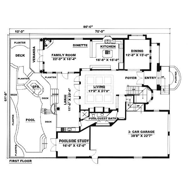 Mediterranean Floor Plan - Main Floor Plan #27-211