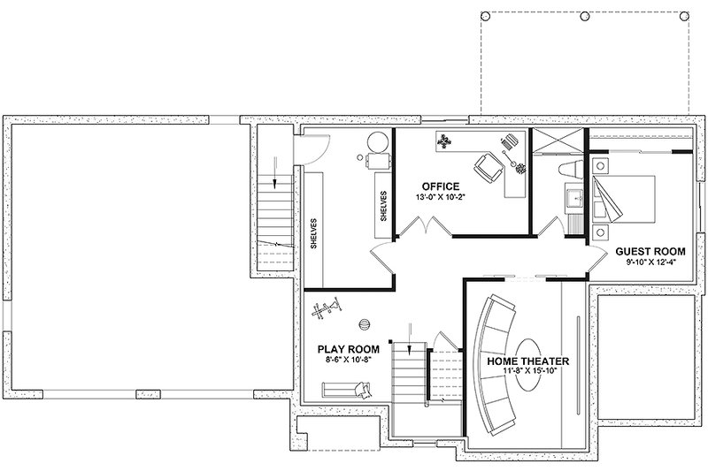 Dream House Plan - Floor Plan - Lower Floor for Farmhouse House Plan #23-2782 - 5 bed, 2.5 bath