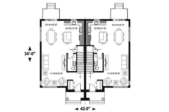 Floor Plan - Main Floor for Modern House Plan #23-2639 - 6 bed, 2 bath