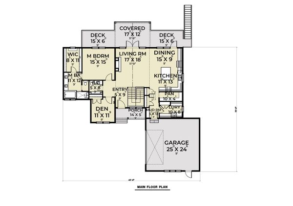 Craftsman Floor Plan - Main Floor Plan #1070-128