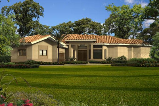 Exterior - Front Elevation for Mediterranean House Plan #420-271 - 2 bed, 2.5 bath
