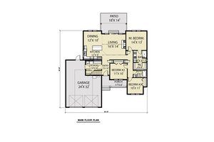 Floor Plan - Main Floor for Craftsman House Plan #1070-63 - 3 bed, 2 bath