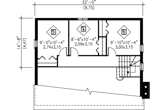 Floor Plan - Upper Floor for Modern House Plan #25-2290 - 4 bed, 1 bath