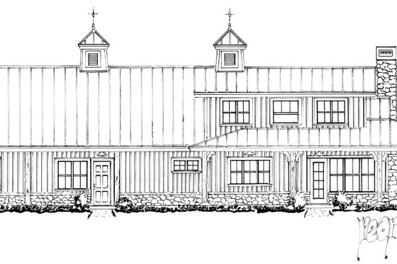 Exterior - Rear Elevation 1 for Barndominium House Plan #942-61 - 3 bed, 2.5 bath