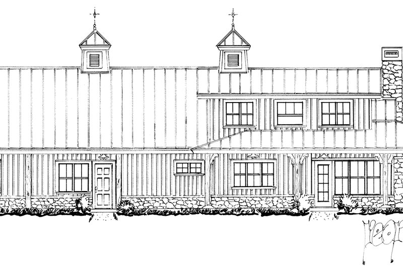 House Blueprint - Exterior - Rear Elevation 1 for Barndominium House Plan #942-61 - 3 bed, 2.5 bath