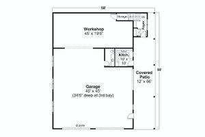 Floor Plan - Main Floor for Craftsman House Plan #124-1250 - 1 bed, 1.5 bath