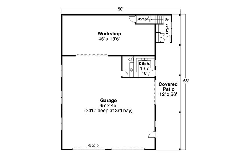House Blueprint - Floor Plan - Main Floor for Craftsman House Plan #124-1250 - 1 bed, 1.5 bath