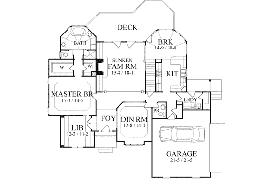 Floor Plan - Main Floor for European House Plan #71-135 - 4 bed, 3.5 bath
