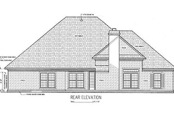Exterior - Rear Elevation for Southern House Plan #45-237 - 3 bed, 2 bath