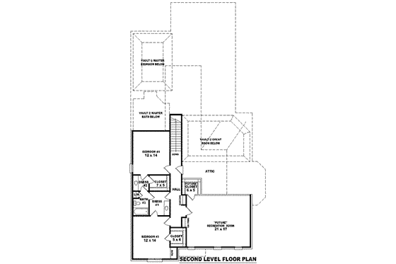 Floor Plan - Upper Floor for European House Plan #81-1256 - 4 bed, 3 bath