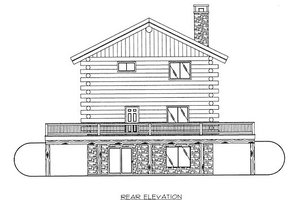Exterior - Rear Elevation for Log House Plan #117-586 - 2 bed, 2 bath