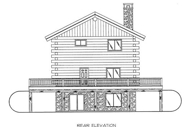 House Plan Design - Exterior - Rear Elevation for Log House Plan #117-586 - 2 bed, 2 bath