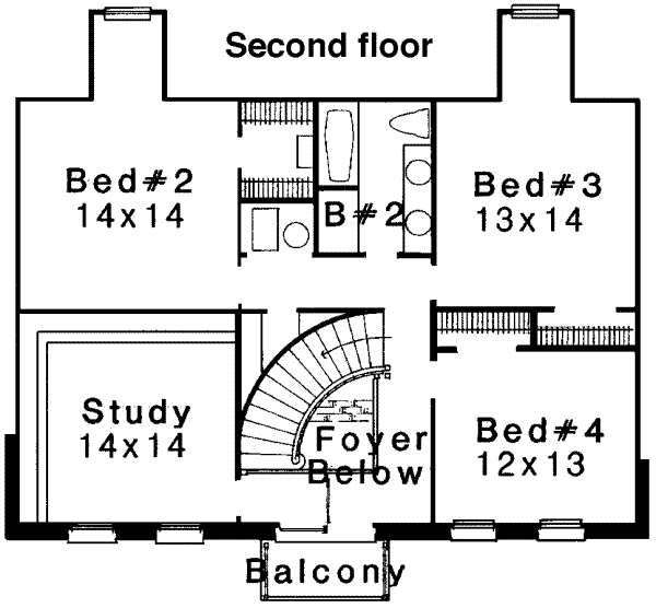 Colonial Floor Plan - Upper Floor Plan #310-105