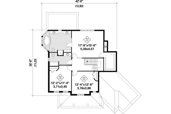 Floor Plan - Upper Floor for Traditional House Plan #25-4780 - 3 bed, 2 bath
