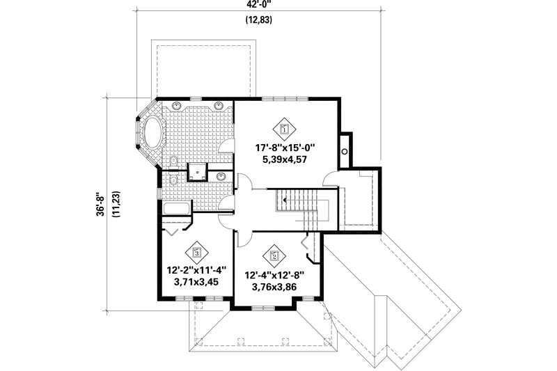 House Blueprint - Floor Plan - Upper Floor for Traditional House Plan #25-4780 - 3 bed, 2 bath