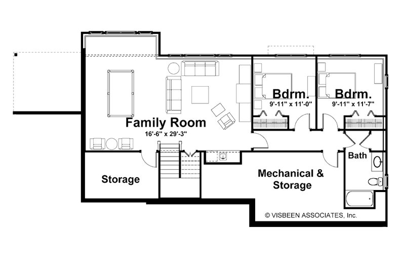 Home Plan - Floor Plan - Lower Floor for Ranch House Plan #928-5 - 2 bed, 2.5 bath