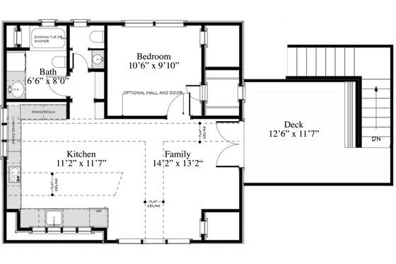 Floor Plan - Upper Floor for Cottage House Plan #917-10 - 1 bed, 1 bath