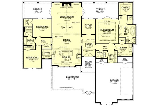 Floor Plan - Main Floor for Cottage House Plan #430-263 - 3 bed, 2.5 bath