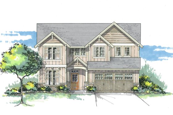 Exterior - Front Elevation for Craftsman House Plan #53-452 - 4 bed, 2.5 bath