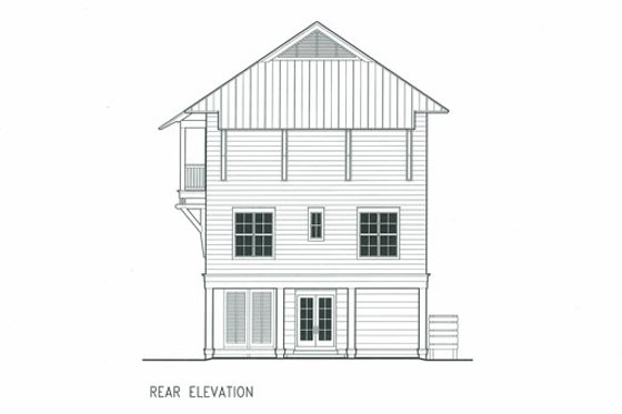Exterior - Rear Elevation for Beach House Plan #443-7 - 4 bed, 3 bath