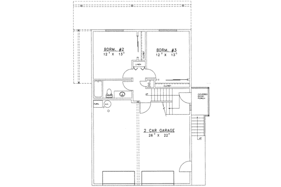 Floor Plan - Lower Floor for Modern House Plan #117-469 - 3 bed, 2.5 bath